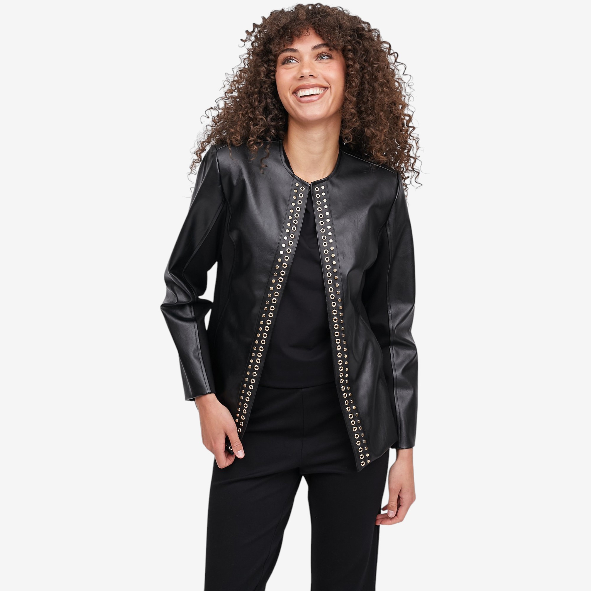 Jhoan Sebastian Grey Spring Faux Leather Jacket with Knit Combo
