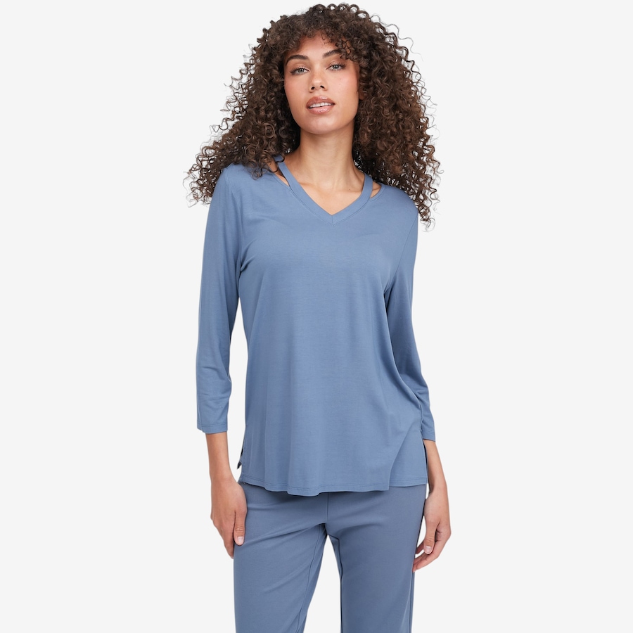 Image 104716_CHMBL.jpg, Product 104-716 / Price $49.88, Jhoan Sebastian Grey V-Neck Top with Cut-Out Detail from Jhoan Sebastian Grey on TSC.ca's Fashion department