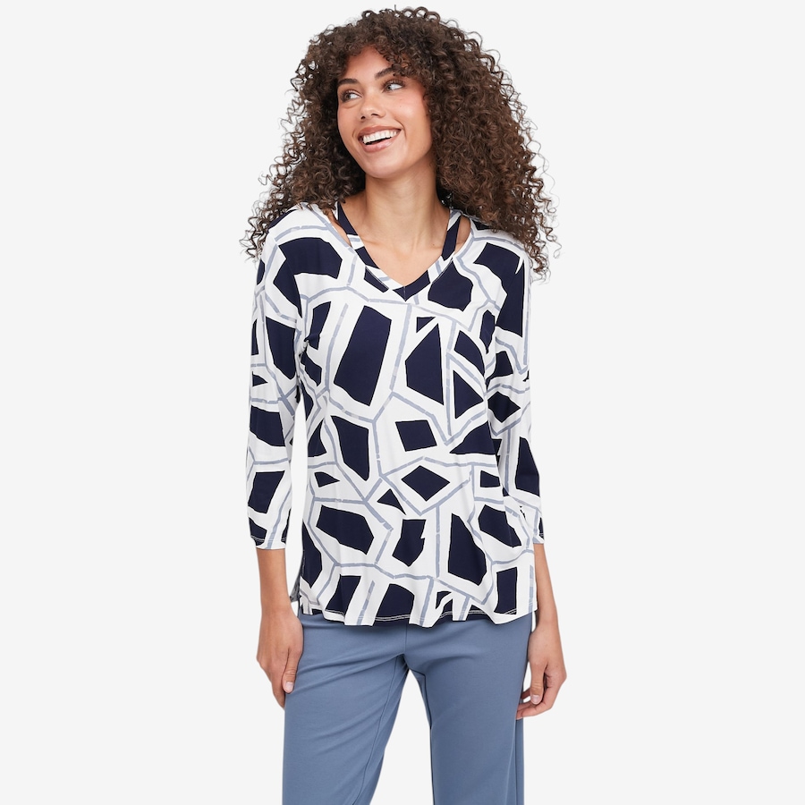 Image 104716_NVC.jpg, Product 104-716 / Price $49.88, Jhoan Sebastian Grey V-Neck Top with Cut-Out Detail from Jhoan Sebastian Grey on TSC.ca's Fashion department
