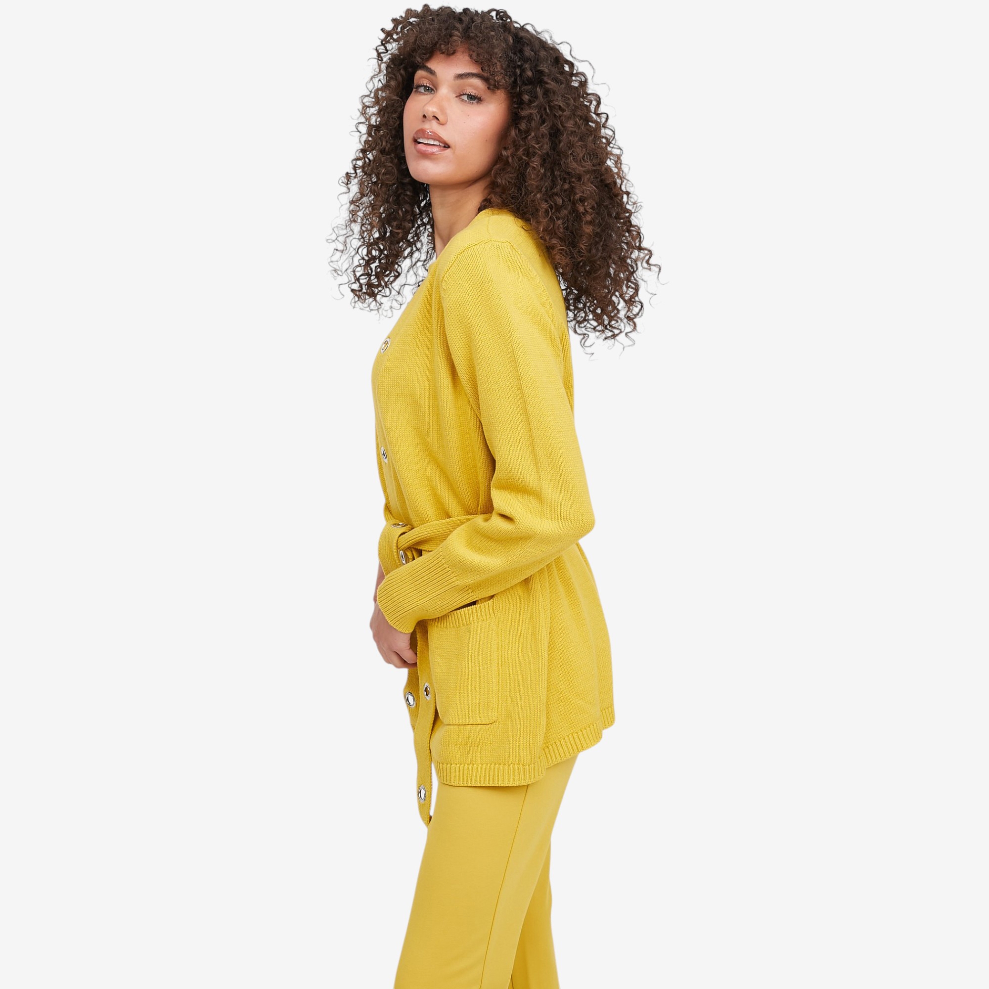 Jhoan Sebastian Grey Spring Grommet Cardigan with Belt - TSC.ca