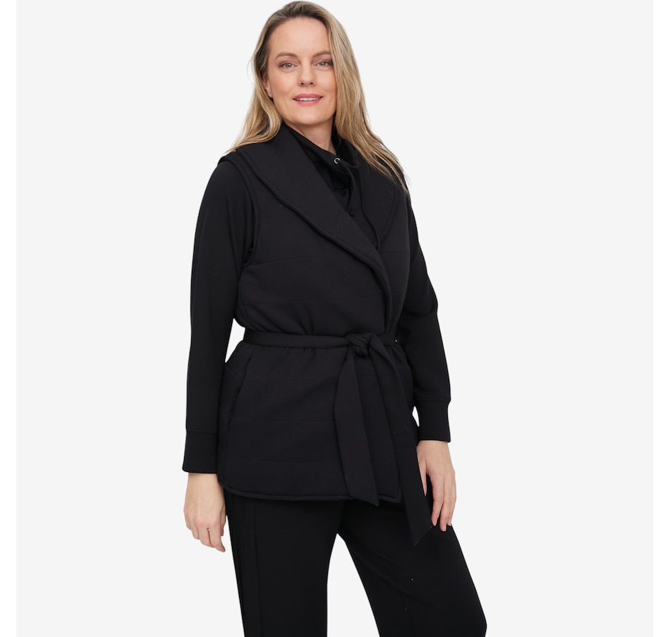 Image 104727_BLK.jpg, Product 104-727 / Price $99.90, Wynne Style Cloud Knit Quilted Belted Vest from Wynnelayers on TSC.ca's Fashion department