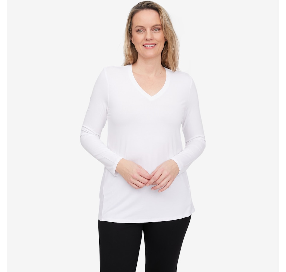 Image 104730_WHT.jpg, Product 104-730 / Price $69.88, Wynne Style Fluid V-Neck Butterfly Tee from Wynnelayers on TSC.ca's Fashion department