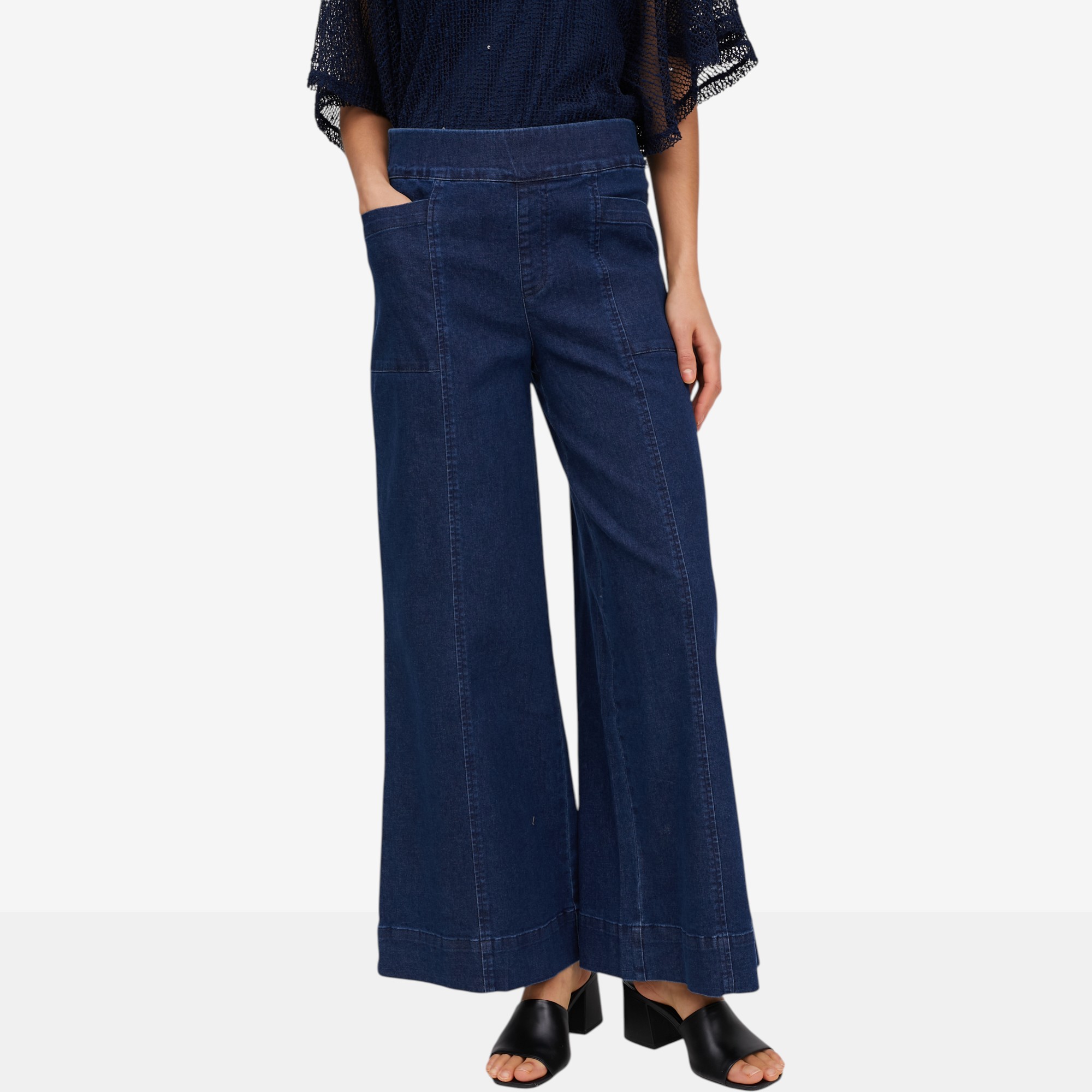 Hailey Lyn Wide Leg Denim Elastic Waist Pant - TSC.ca