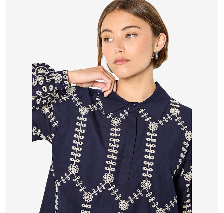 Image 104770_NVY.jpg, Product 104-770 / Price $160.00, Apricot Contrast Broderie Shirt Dress from Apricot on TSC.ca's Fashion department