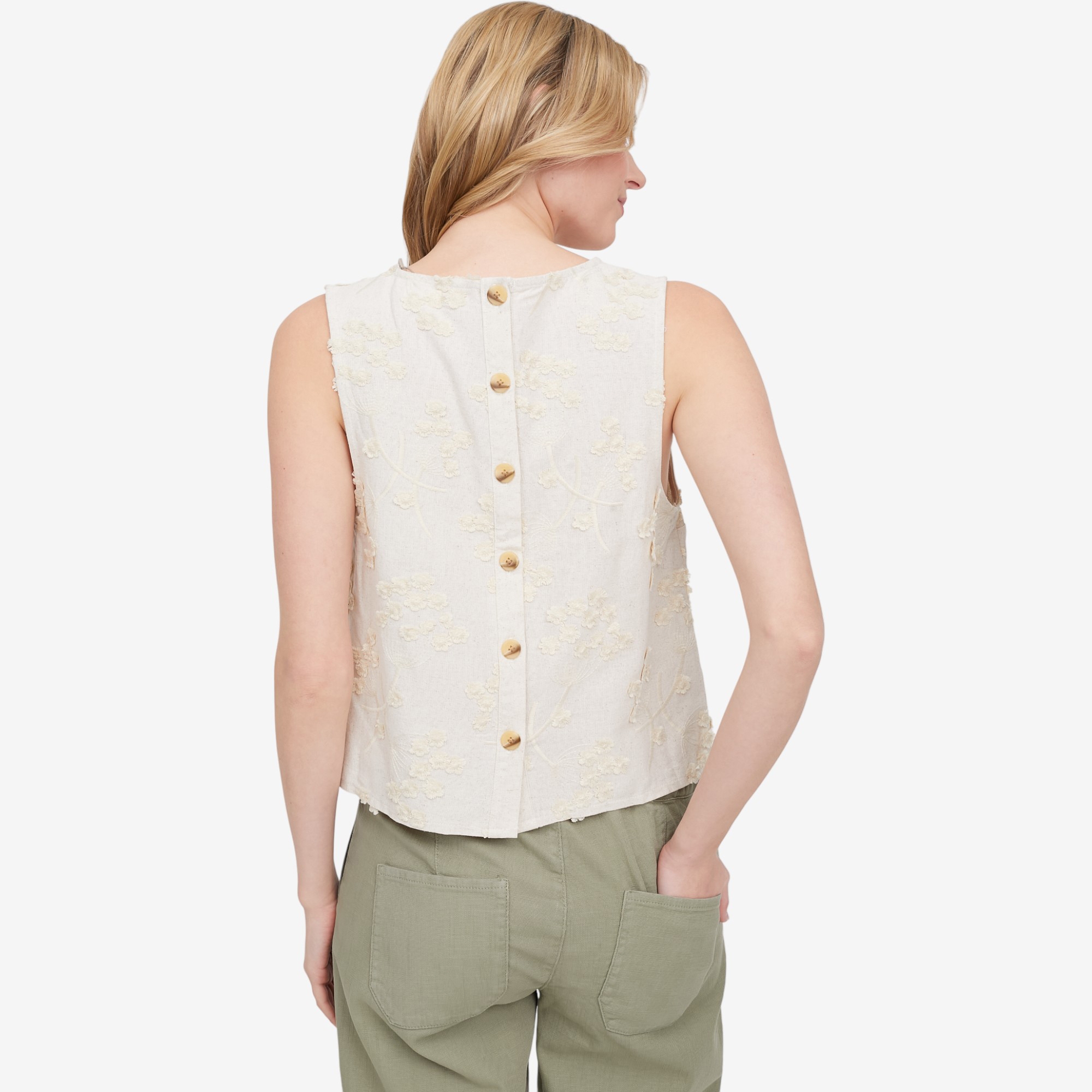 Apricot Dandelion Embroidered Linen Top - TSC.ca