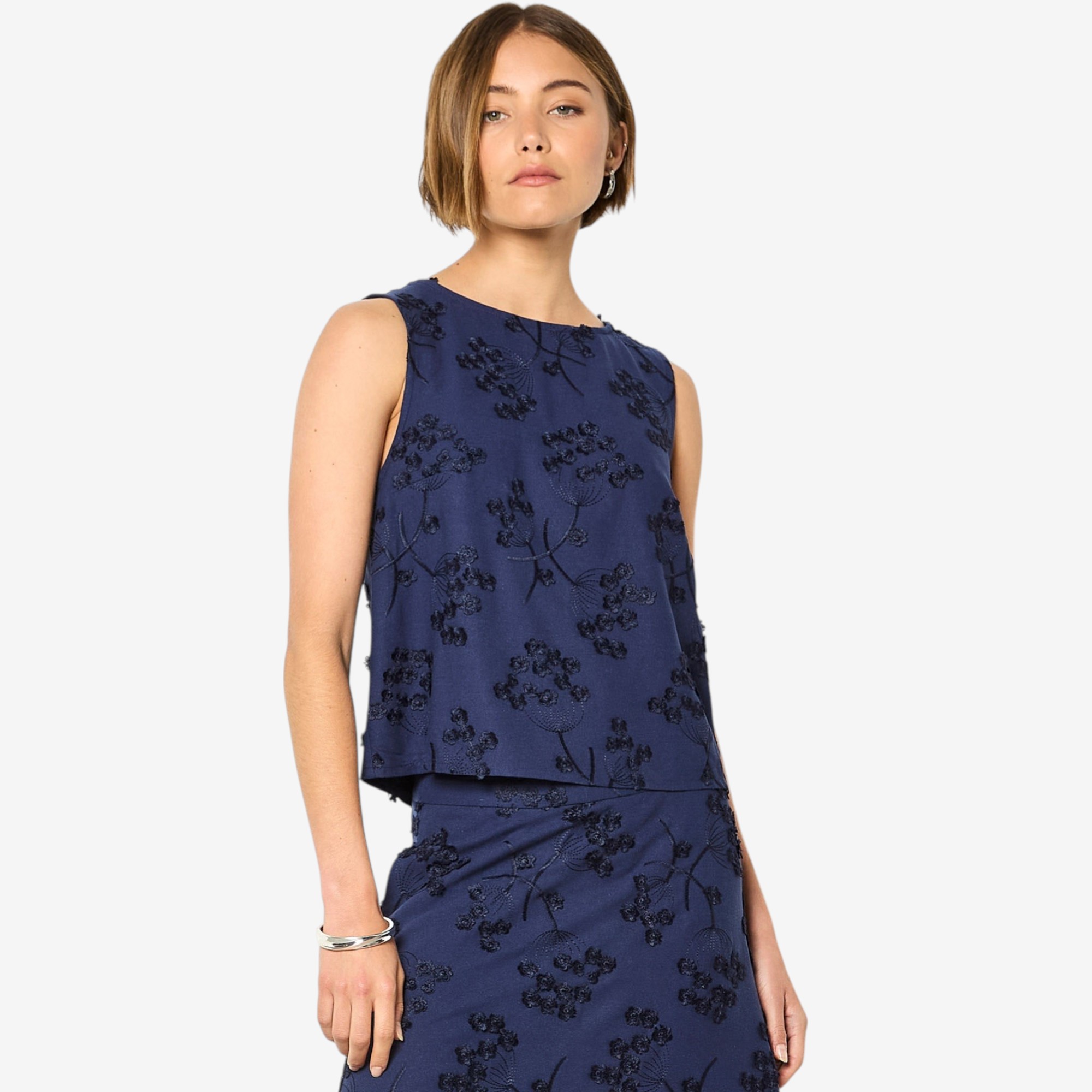 Apricot Dandelion Embroidered Linen Top - TSC.ca