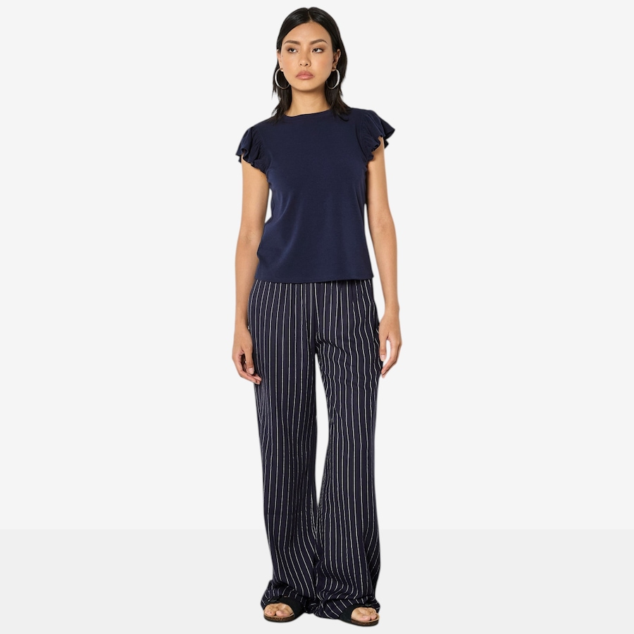 Image 104774_NVY.jpg, Product 104-774 / Price $69.88, Apricot Pinstripe Linen Wide Leg Trouser from Apricot on TSC.ca's Fashion department