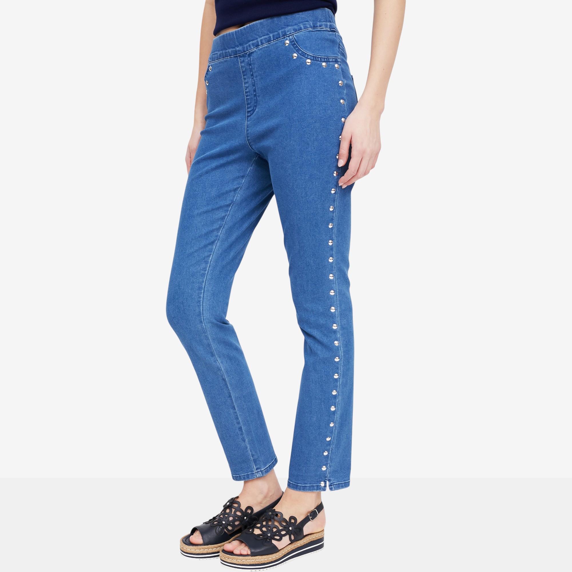 Nina Leonard Stretch Denim Pant with Stud Detailing - TSC.ca
