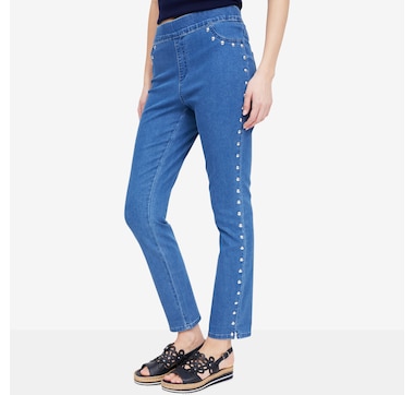 Nina Leonard Stretch Denim Pant with Stud Detailing