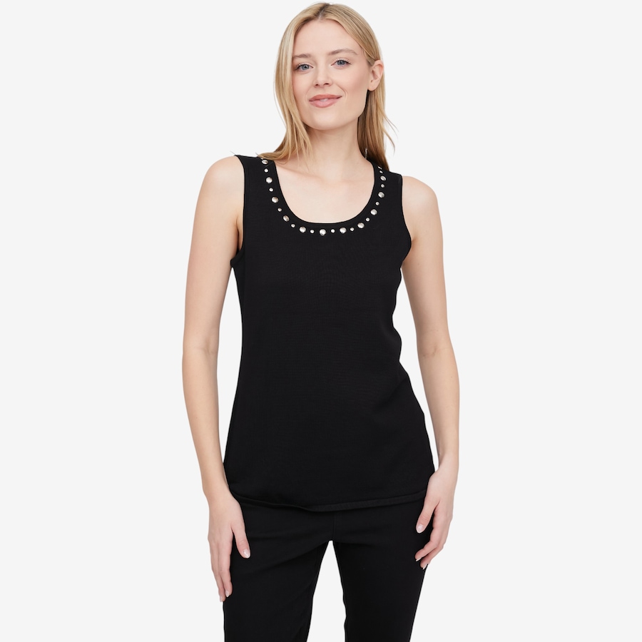 Image 104792_BLK.jpg, Product 104-792 / Price $29.88, Nina Leonard Scoop Neck Sleeveless Knit Tank from Nina Leonard on TSC.ca's Fashion department