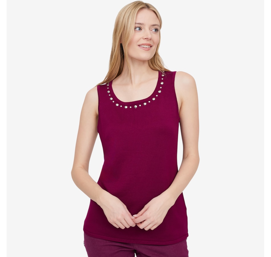 Image 104792_BY.jpg, Product 104-792 / Price $39.99, Nina Leonard Scoop Neck Sleeveless Knit Tank from Nina Leonard on TSC.ca's Fashion department