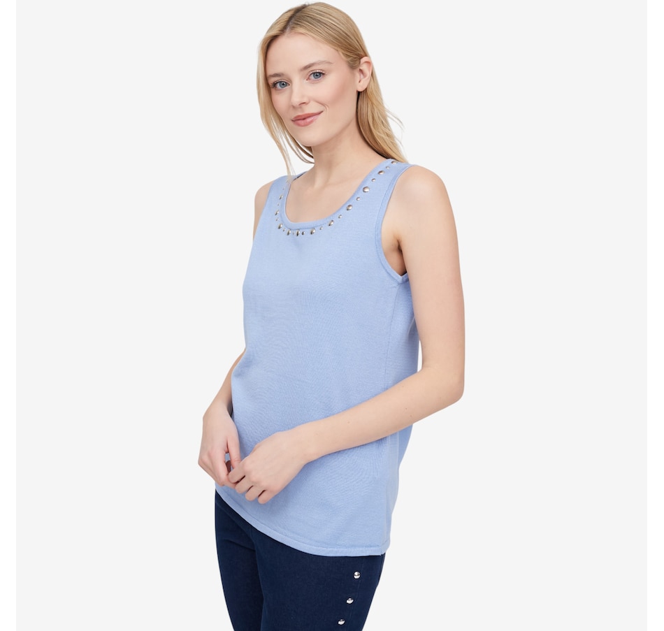 Image 104792_LTB.jpg, Product 104-792 / Price $39.99, Nina Leonard Scoop Neck Sleeveless Knit Tank from Nina Leonard on TSC.ca's Fashion department