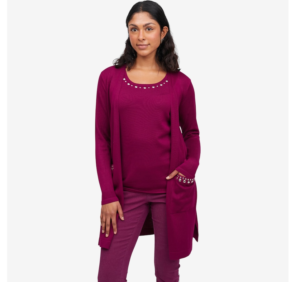 Image 104793_BY.jpg, Product 104-793 / Price $59.99, Nina Leonard Long Sleeve Cardigan with Front Pockets from Nina Leonard on TSC.ca's Fashion department