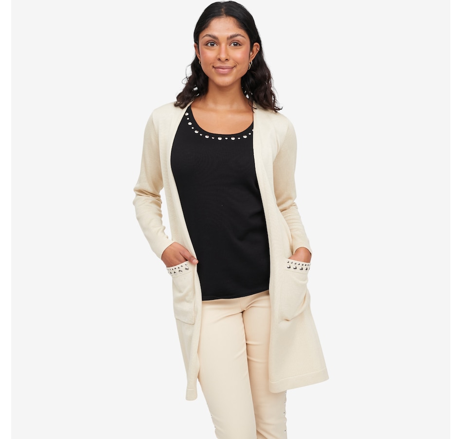 Image 104793_STN.jpg, Product 104-793 / Price $59.99, Nina Leonard Long Sleeve Cardigan with Front Pockets from Nina Leonard on TSC.ca's Fashion department