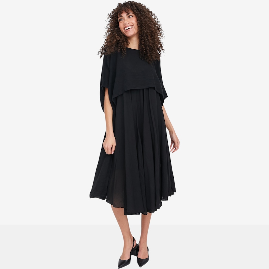 Image 104805_BLK.jpg, Product 104-805 / Price $89.88, M Made In Italy Cami Maxi Dress and Boat Neck Poncho Two-Piece Set from M Made in Italy on TSC.ca's Fashion department