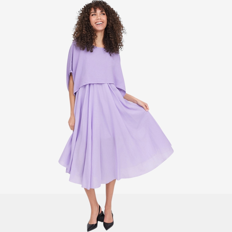 Image 104805_LAV.jpg, Product 104-805 / Price $89.88, M Made In Italy Cami Maxi Dress and Boat Neck Poncho Two-Piece Set from M Made in Italy on TSC.ca's Fashion department