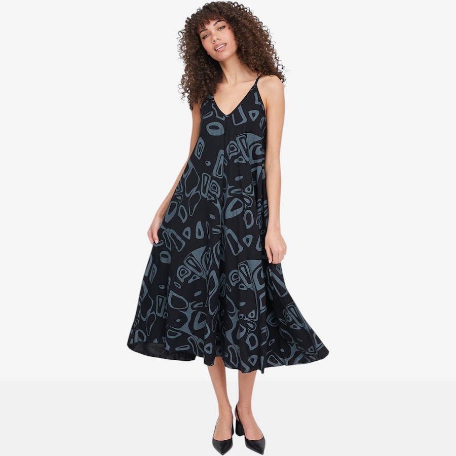 Image 104808_BLK.jpg, Product 104-808 / Price $69.88, M Made In Italy Printed Maxi Dress V-Neckline from M Made in Italy on TSC.ca's Fashion department