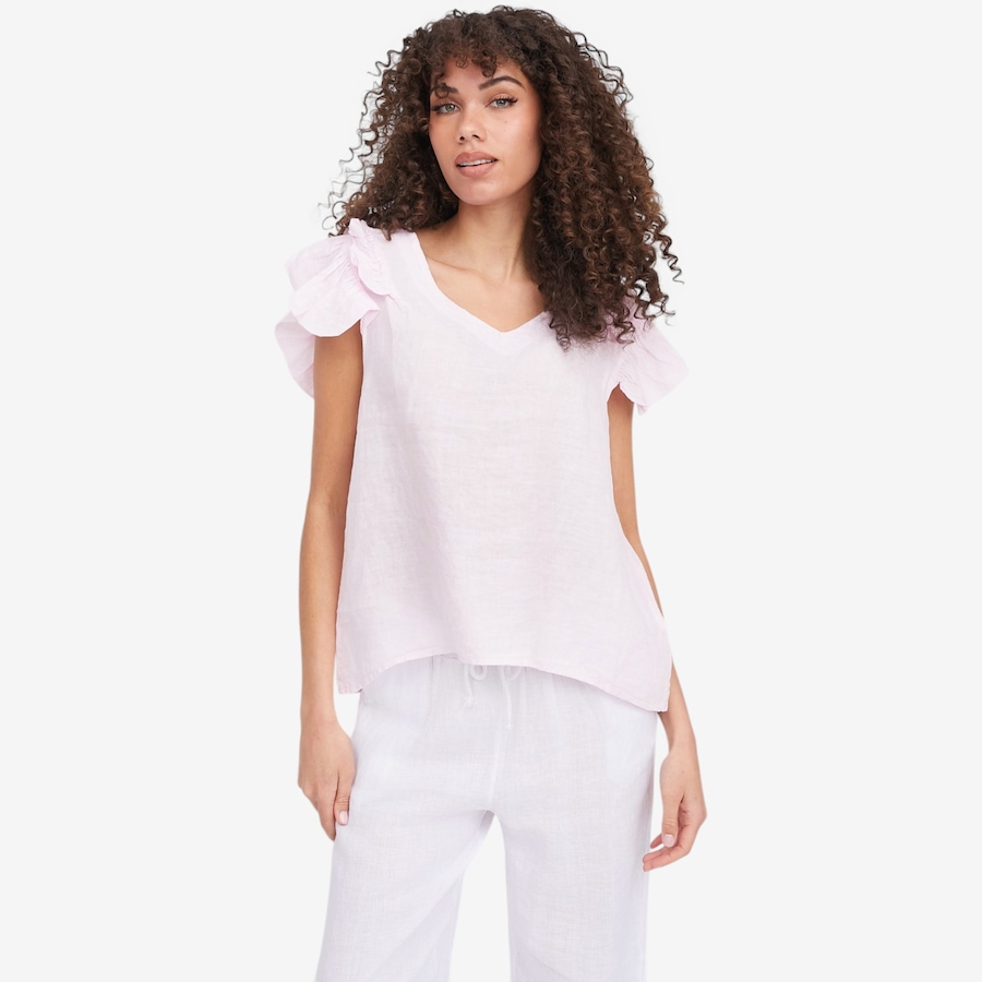 Image 104815_PEO.jpg, Product 104-815 / Price $44.88, M Made In Italy V-Neck Top with Ruffled Cap Sleeves from M Made in Italy on TSC.ca's Fashion department