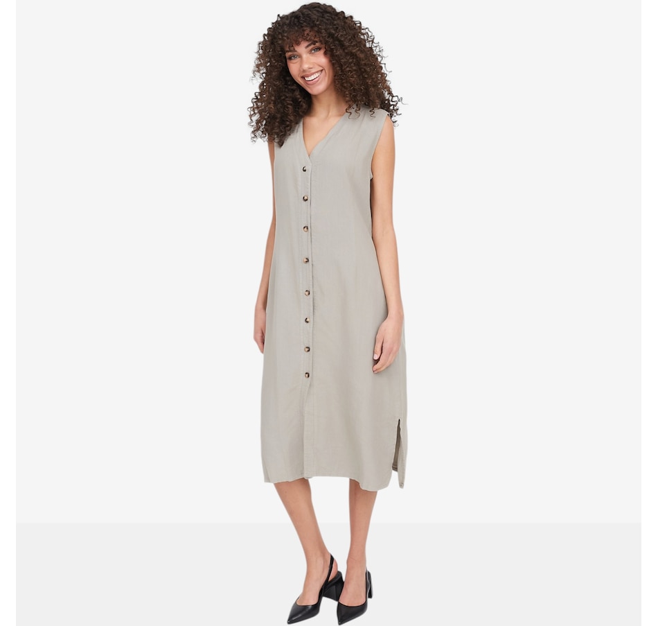 Image 104819_TRU.jpg, Product 104-819 / Price $64.88, M Made In Italy Button Down Sleeveless Dress with Pockets from M Made in Italy on TSC.ca's Fashion department