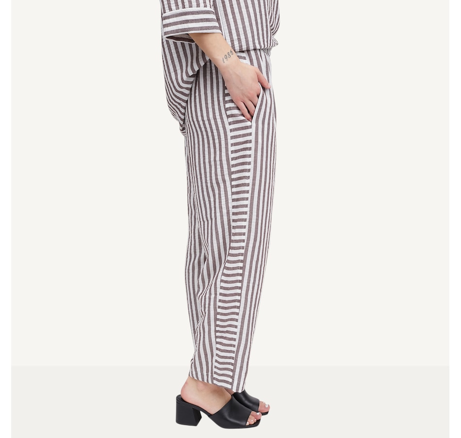 Image 104824_ALTMORE1.jpg, Product 104-824 / Price $69.99, Kim & Co. Striped Linen Feel Ankle Length Relaxed Pant from Kim & Co. on TSC.ca's Fashion department