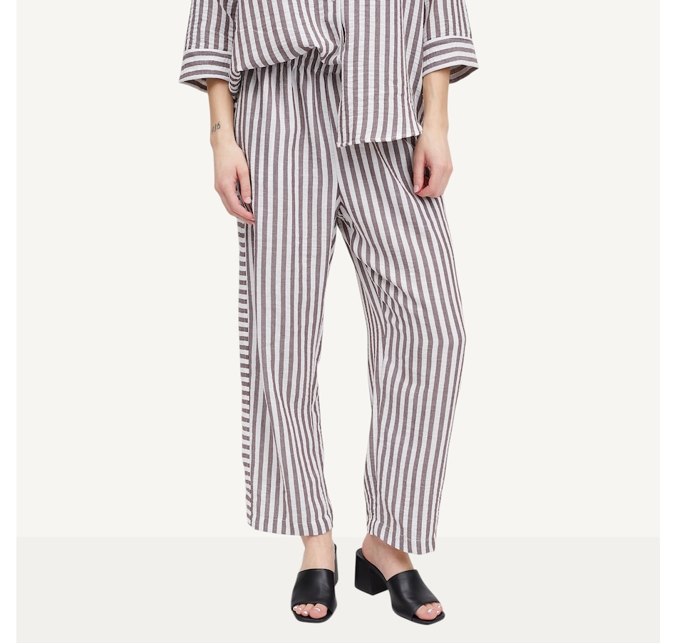 Image 104824_BWNEC.jpg, Product 104-824 / Price $69.99, Kim & Co. Striped Linen Feel Ankle Length Relaxed Pant from Kim & Co. on TSC.ca's Fashion department