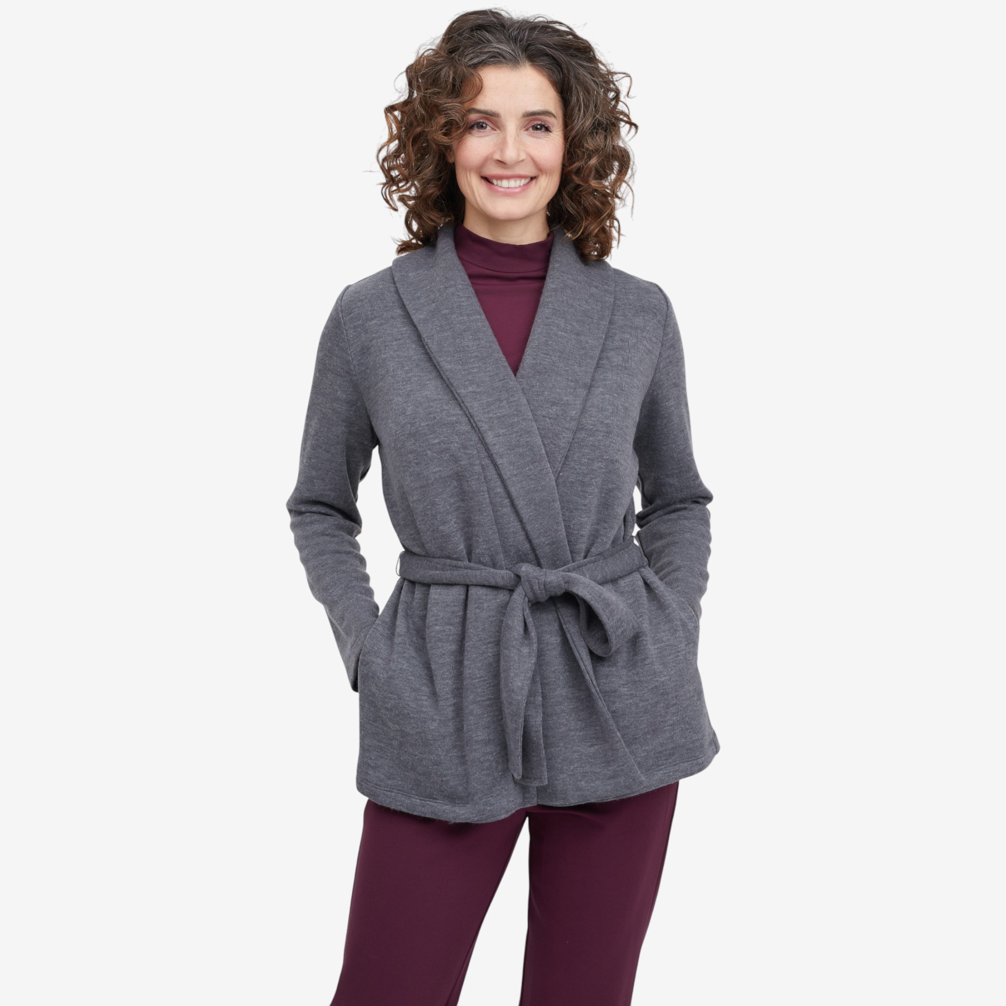 ★FOXY★ダークグレーニットガウン Mr. Max Ultra Soft Maeve Knit Cardigan with Sash - TSC.ca