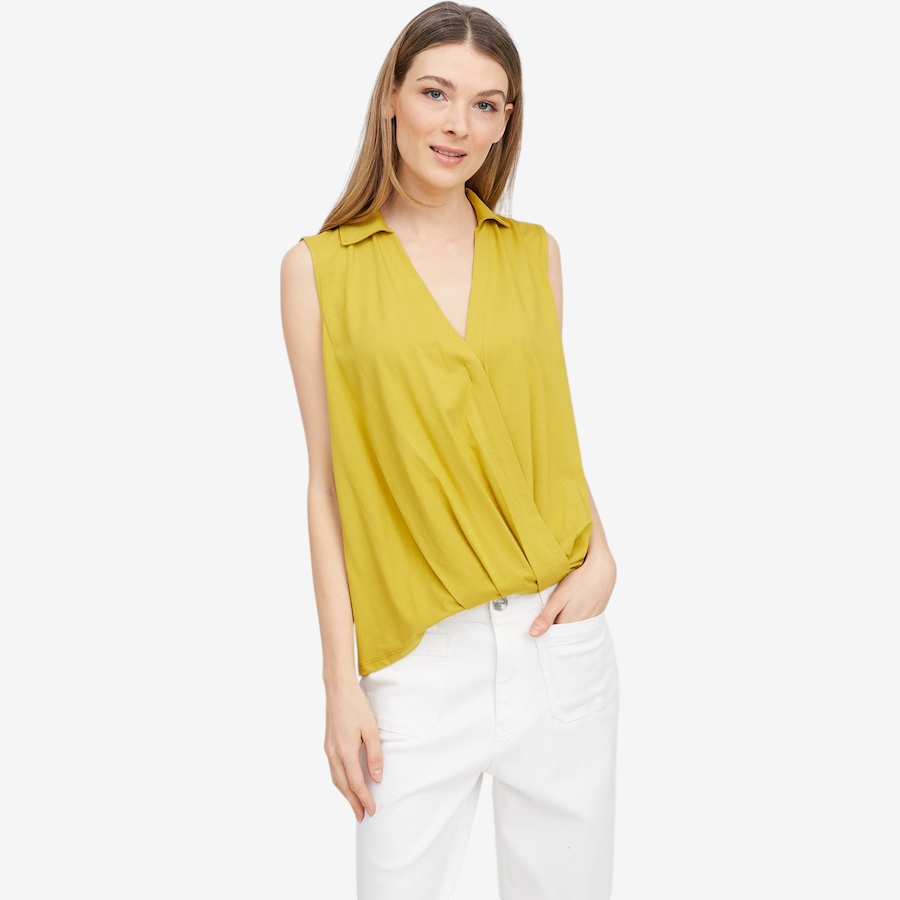 Image 104837_CTE.jpg, Product 104-837 / Price $29.33, Wynne Style Sleeveless Collared Twist Top from Wynnelayers on TSC.ca's Fashion department