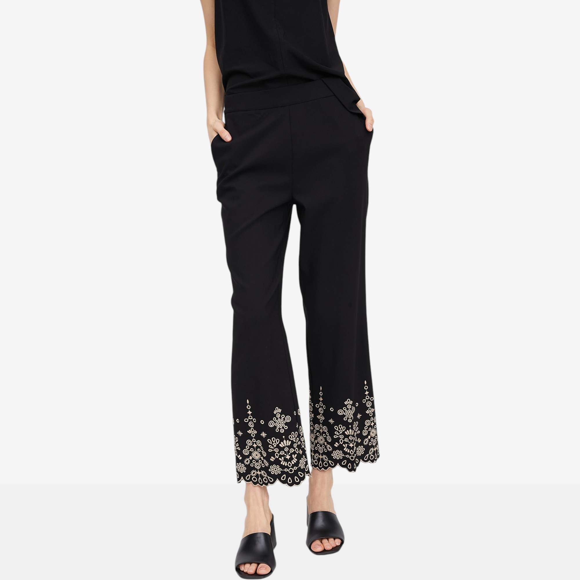 Wynne Style Flatterfit Pant with Embroidered Scallop Hem - TSC.ca