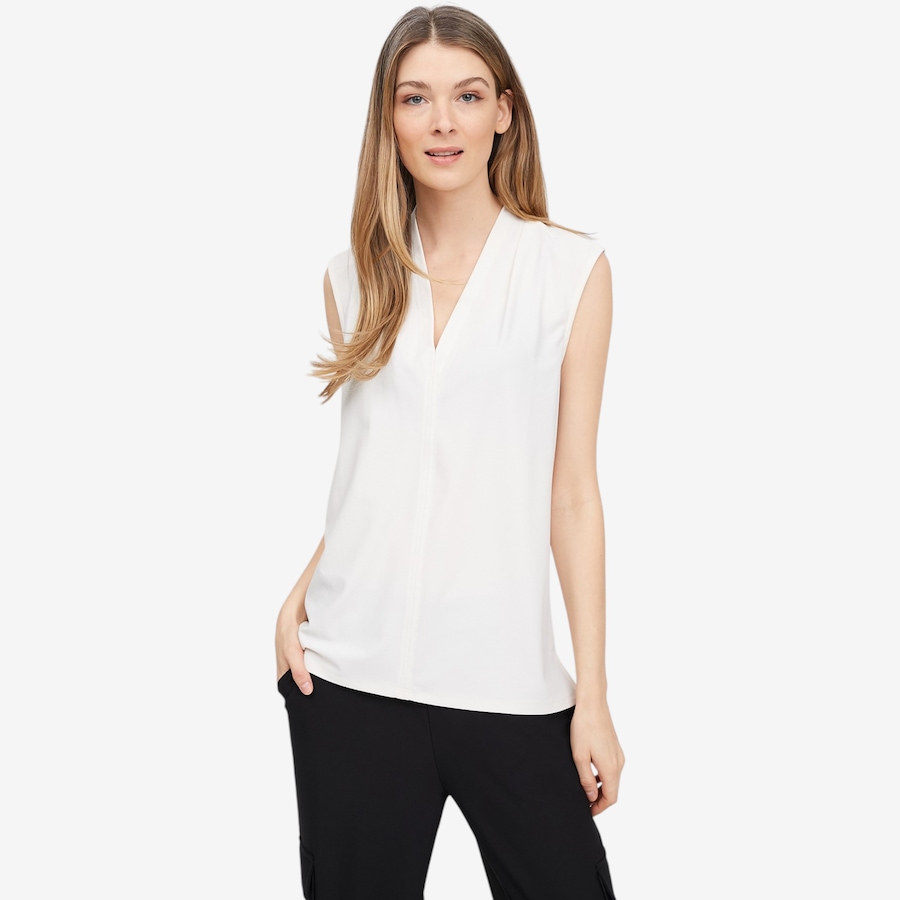 Image 104851_CRM.jpg, Product 104-851 / Price $29.33, Wynne Style Luxe Crepe Sharp V-Neck Sleeveless Top from Wynnelayers on TSC.ca's Fashion department
