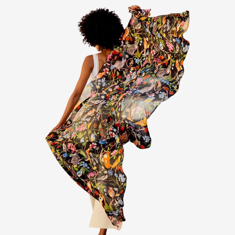 Image 104872_ALTMORE1.jpg, Product 104-872 / Price $49.33, V. Fraas Floral Cats Maxi Silk Wrap from FRAAS on TSC.ca's Fashion department