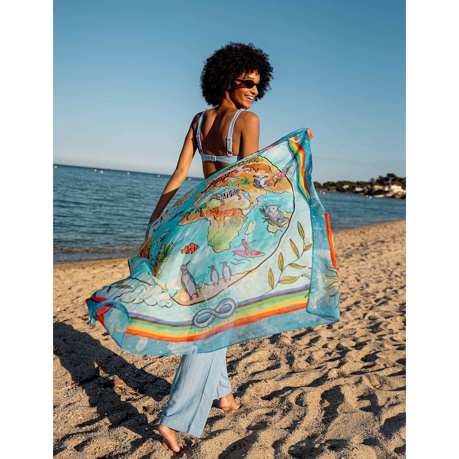 Image 104912_ALTMORE4.jpg, Product 104-912 / Price $73.00, V. Fraas Hug The World Cotton and Silk Square Scarf from FRAAS on TSC.ca's Fashion department
