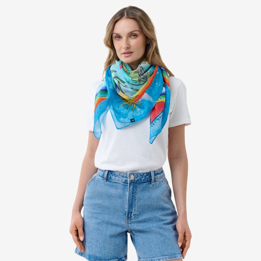 Image 104912_ALTMORE5.jpg, Product 104-912 / Price $73.00, V. Fraas Hug The World Cotton and Silk Square Scarf from FRAAS on TSC.ca's Fashion department