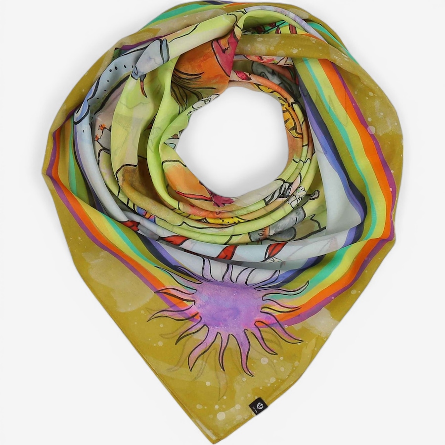 Image 104912_SIEGD.jpg, Product 104-912 / Price $73.00, V. Fraas Hug The World Cotton and Silk Square Scarf from FRAAS on TSC.ca's Fashion department