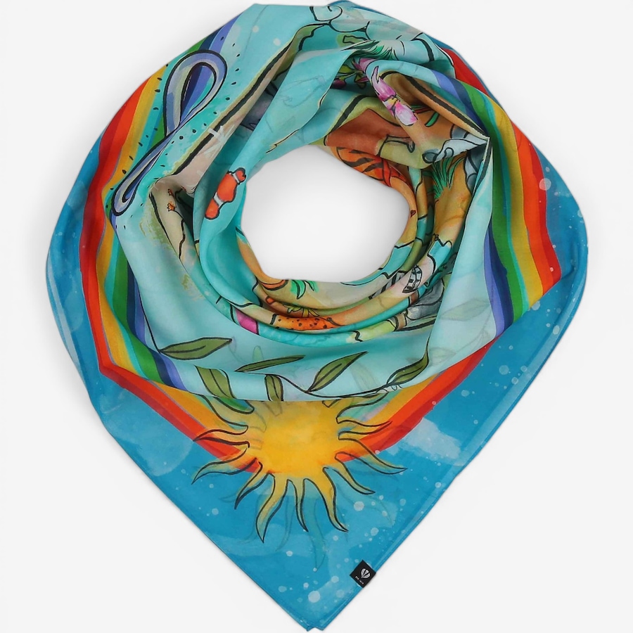 Image 104912_TRUBE.jpg, Product 104-912 / Price $73.00, V. Fraas Hug The World Cotton and Silk Square Scarf from FRAAS on TSC.ca's Fashion department