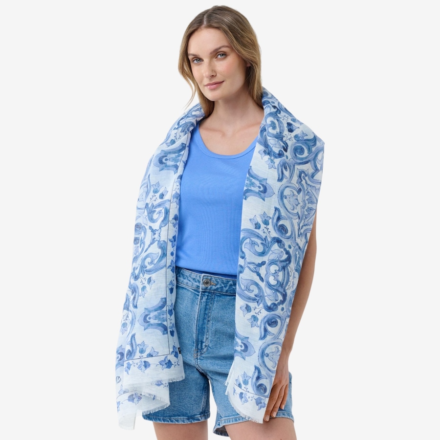 Image 104916_ALTMORE4.jpg, Product 104-916 / Price $54.88, V. Fraas Tile Print Hemp Wrap from FRAAS on TSC.ca's Fashion department