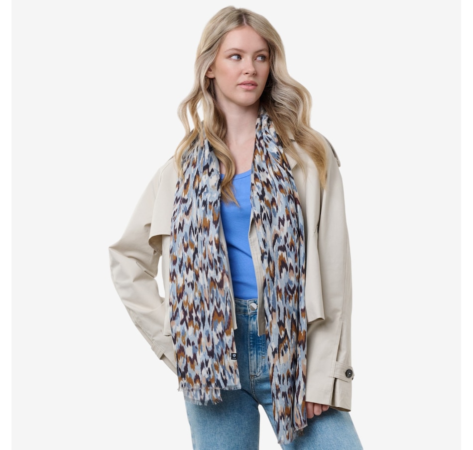 Image 104917_MTBLU.jpg, Product 104-917 / Price $88.00, V. Fraas Abstract Blurred Viscose Scarf from FRAAS on TSC.ca's Fashion department