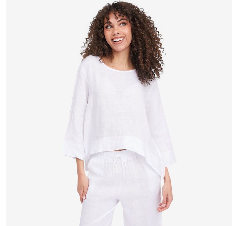 Image 104924_WHT.jpg, Product 104-924 / Price $54.88, M Made In Italy Boat Neck Top with High-Low Hemline from M Made in Italy on TSC.ca's Fashion department