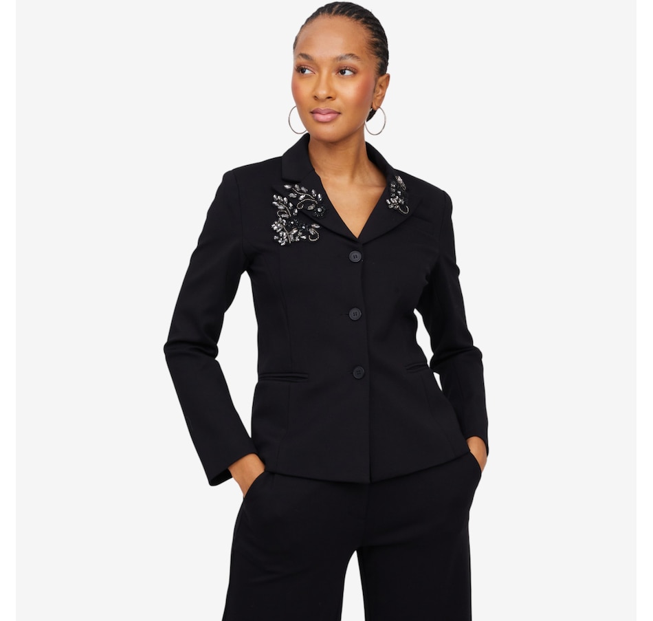 Image 104950_BLK.jpg, Product 104-950 / Price $199.88, Brian Bailey Ponte Crystal Appliqué Jacket from Brian Bailey on TSC.ca's Fashion department