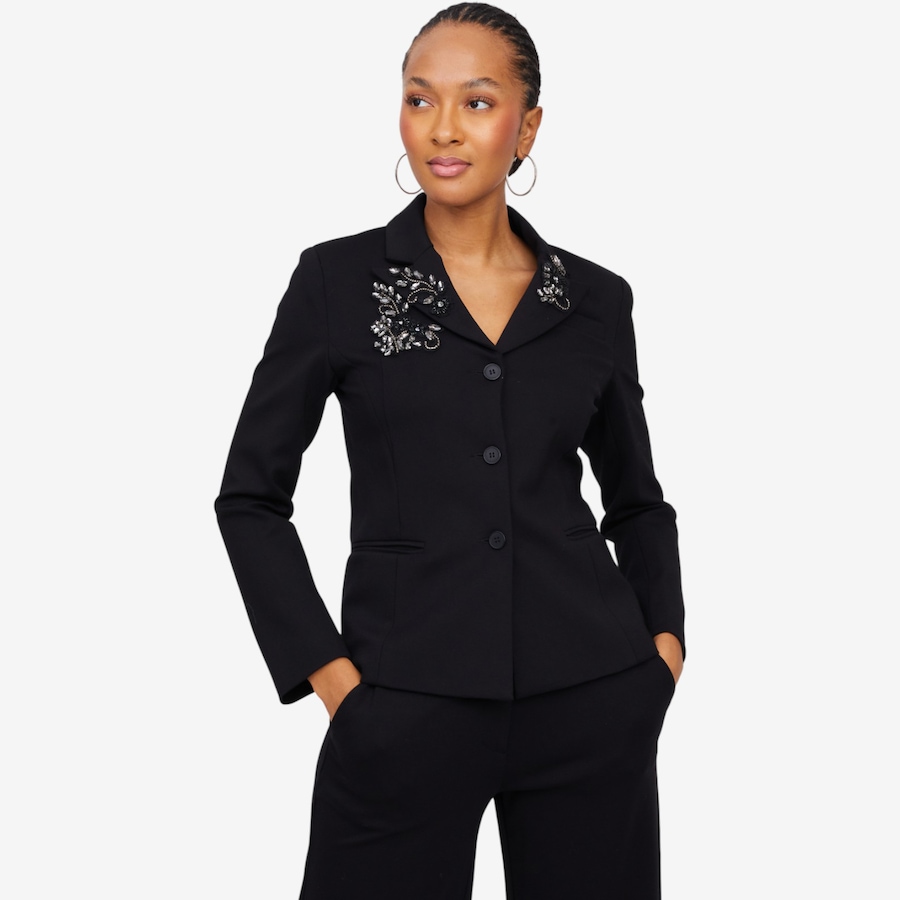 Image 104950_BLK.jpg, Product 104-950 / Price $94.33, Brian Bailey Ponte Crystal Appliqué Jacket from Brian Bailey on TSC.ca's Fashion department