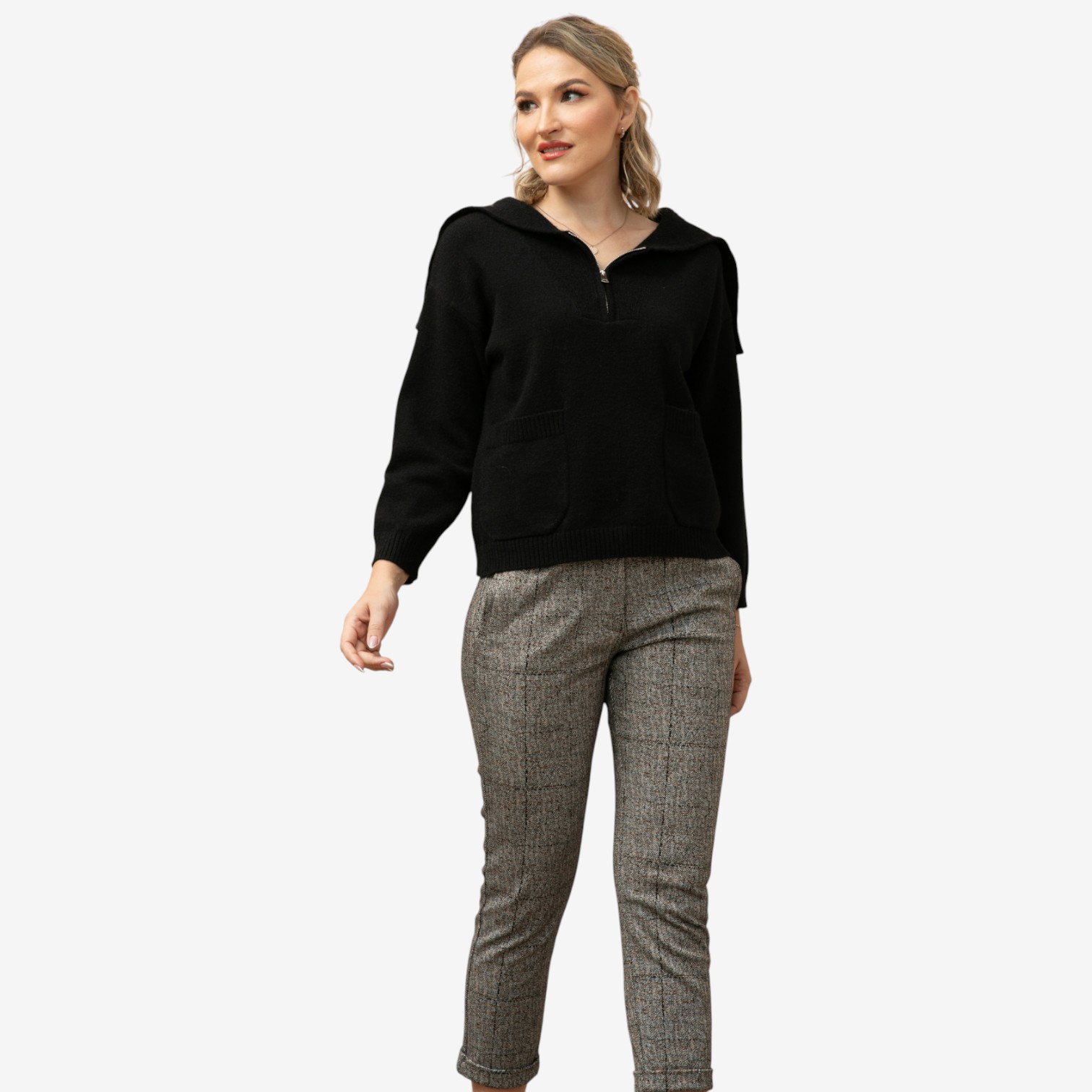 Orange Fashion Village Sadie Mock Zip Sweater - TSC.ca