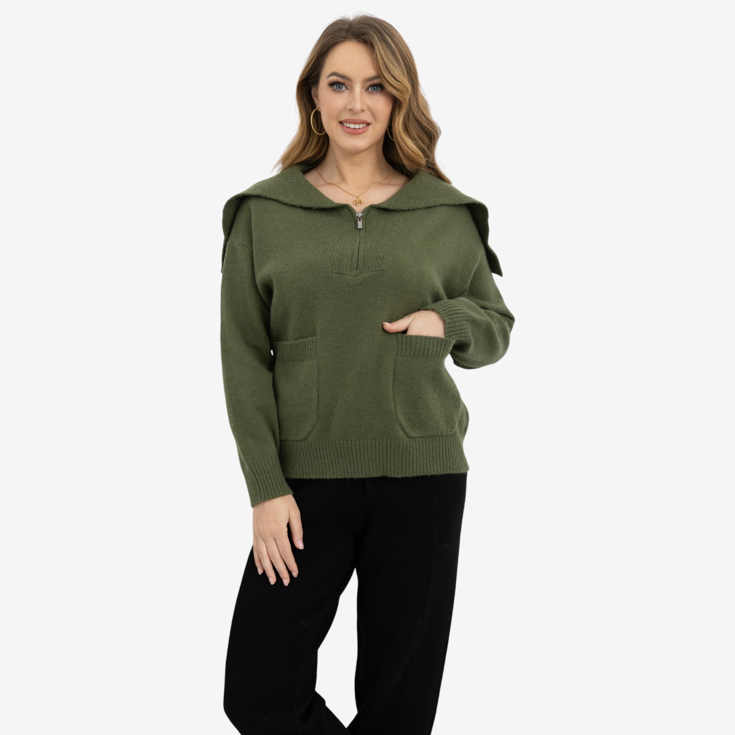 Orange Fashion Village Sadie Mock Zip Sweater - TSC.ca