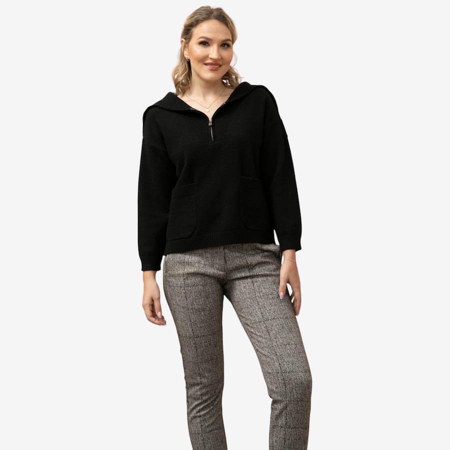 Image 104963_BLK.jpg, Product 104-963 / Price $39.88, Orange Fashion Village Sadie Mock Zip Sweater from Orange Fashion Village on TSC.ca's Fashion department