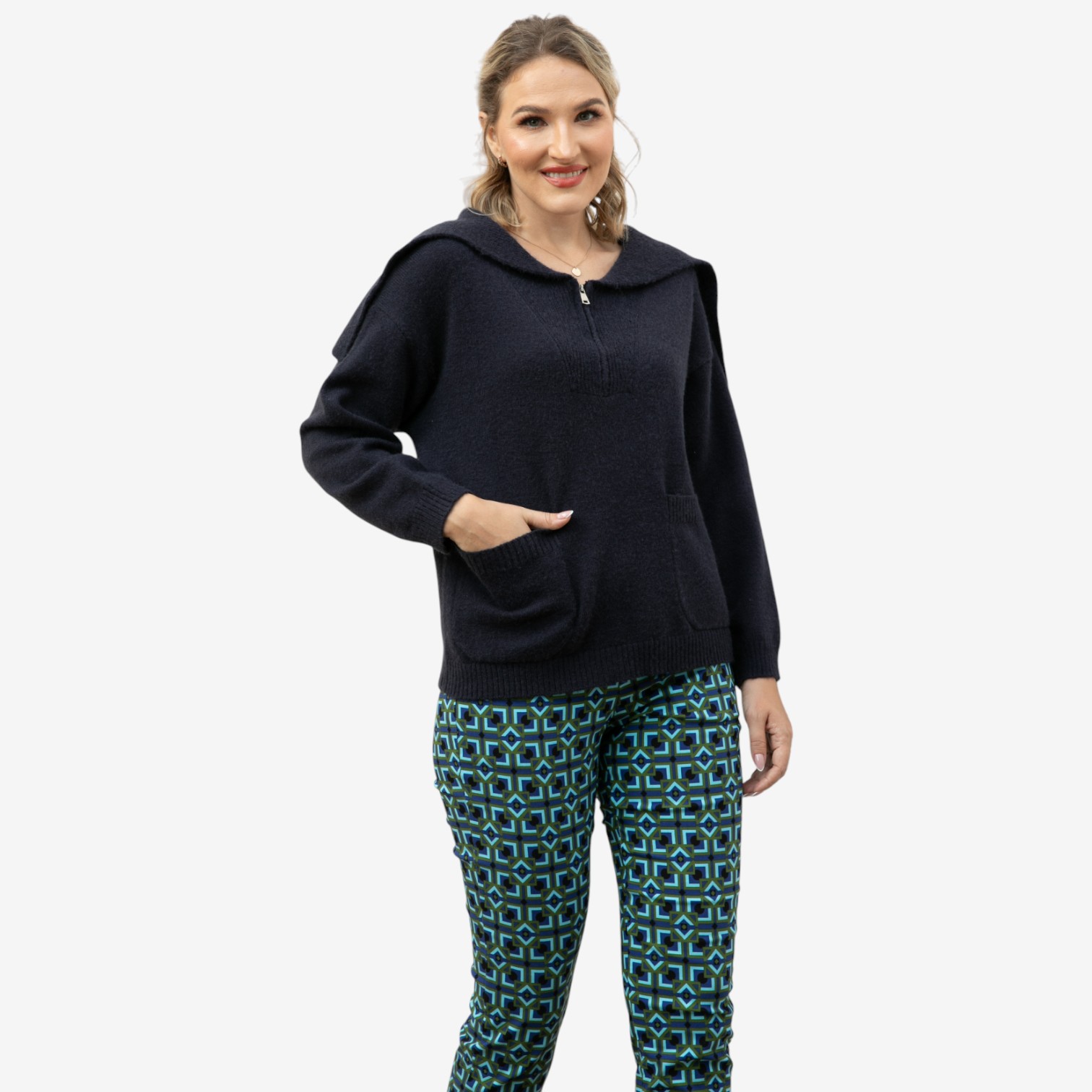Orange Fashion Village Sadie Mock Zip Sweater - TSC.ca