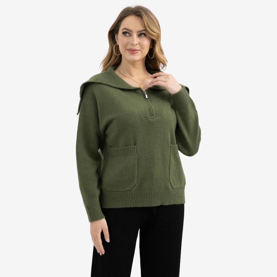Image 104963_OLI.jpg, Product 104-963 / Price $39.88, Orange Fashion Village Sadie Mock Zip Sweater from Orange Fashion Village on TSC.ca's Fashion department