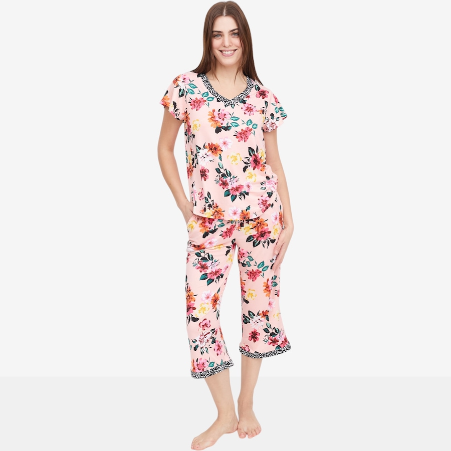 Image 104968_BQTFL.jpg, Product 104-968 / Price $34.88, Cuddl Duds Cool & Airy Print V-neck & Capri Pj Set from Cuddl Duds on TSC.ca's Fashion department