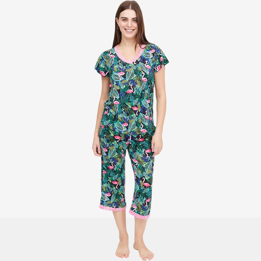 Image 104968_FLGPL.jpg, Product 104-968 / Price $34.88, Cuddl Duds Cool & Airy Print V-neck & Capri Pj Set from Cuddl Duds on TSC.ca's Fashion department