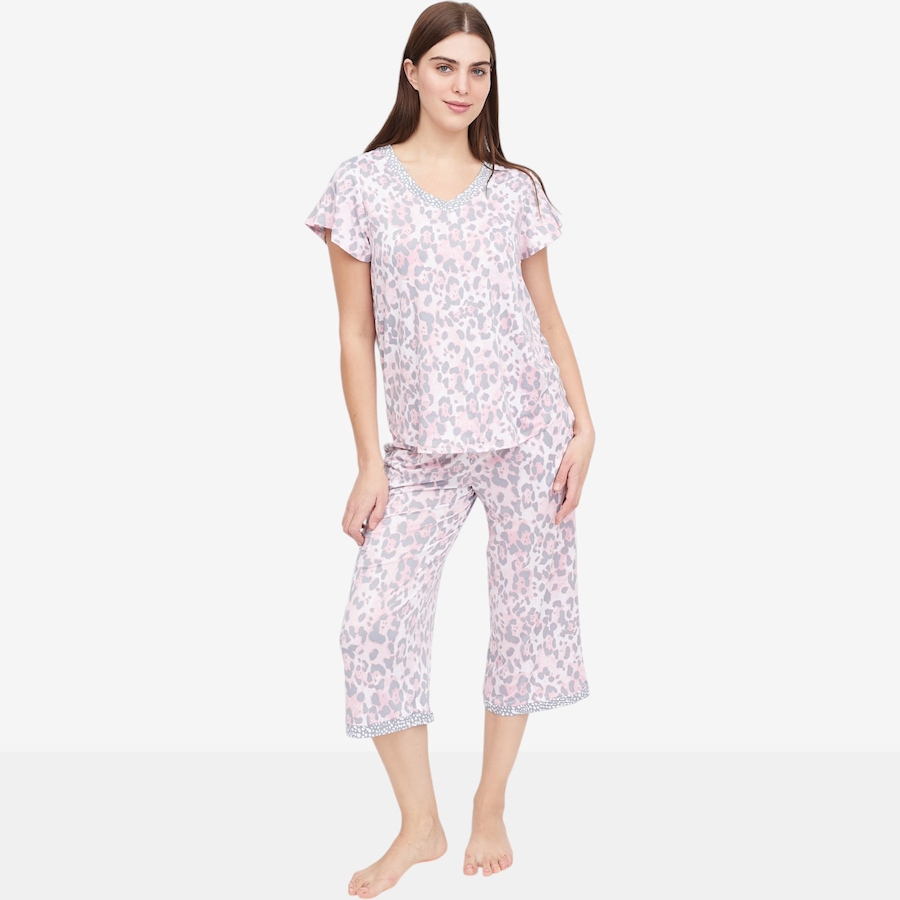 Image 104968_LPRSP.jpg, Product 104-968 / Price $34.88, Cuddl Duds Cool & Airy Print V-neck & Capri Pj Set from Cuddl Duds on TSC.ca's Fashion department