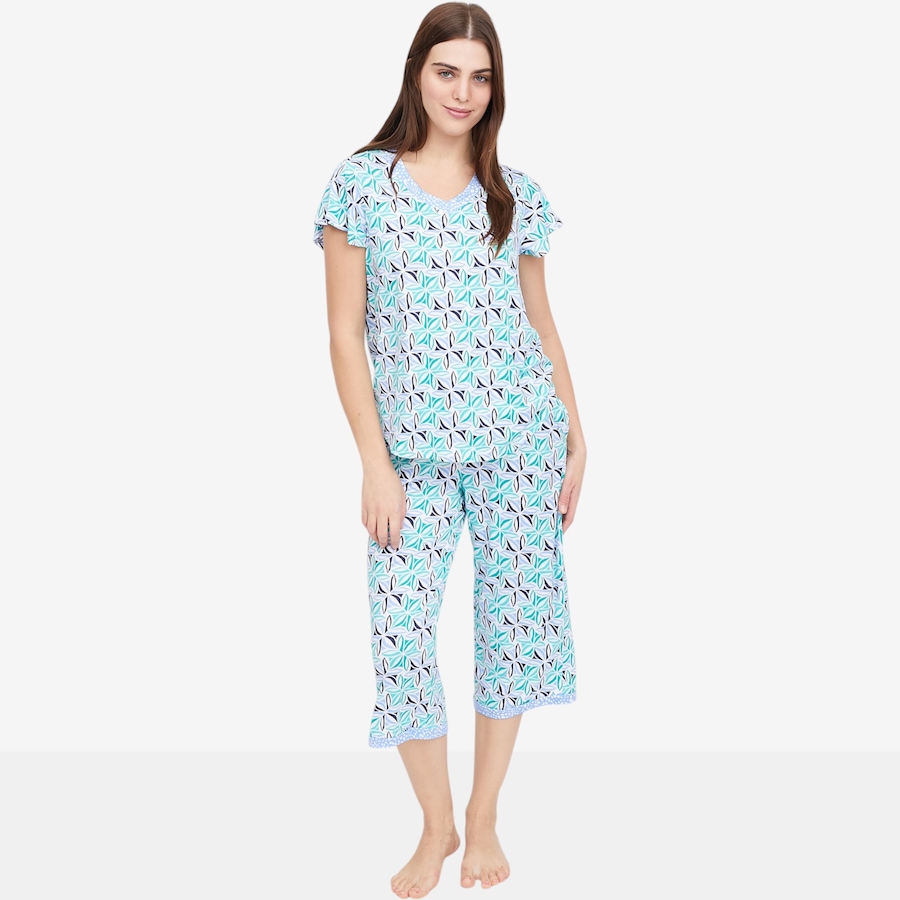 Image 104968_THEGO.jpg, Product 104-968 / Price $34.88, Cuddl Duds Cool & Airy Print V-neck & Capri Pj Set from Cuddl Duds on TSC.ca's Fashion department