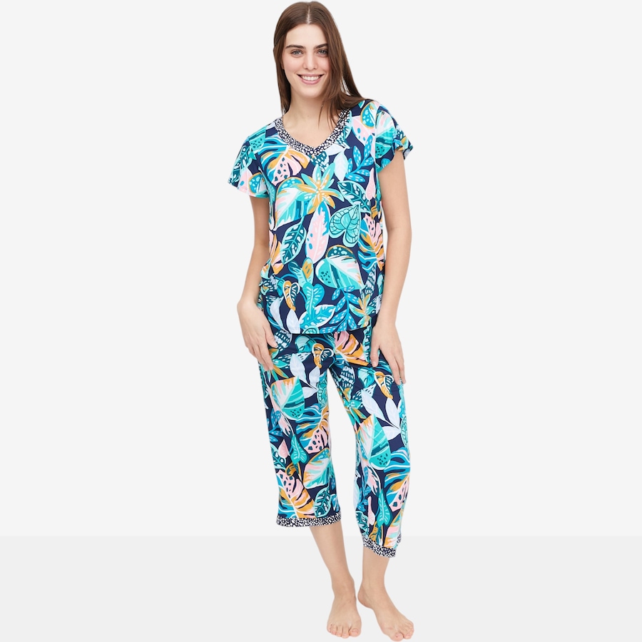 Image 104968_TRPLV.jpg, Product 104-968 / Price $34.88, Cuddl Duds Cool & Airy Print V-neck & Capri Pj Set from Cuddl Duds on TSC.ca's Fashion department