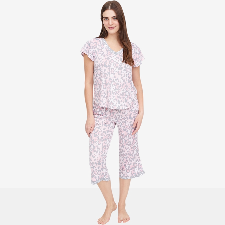 Image 104969_LPRSP.jpg, Product 104-969 / Price $60.00, Cuddl Duds Petite Cool and Airy Print V-Neck and Capri PJ Set from Cuddl Duds on TSC.ca's Fashion department